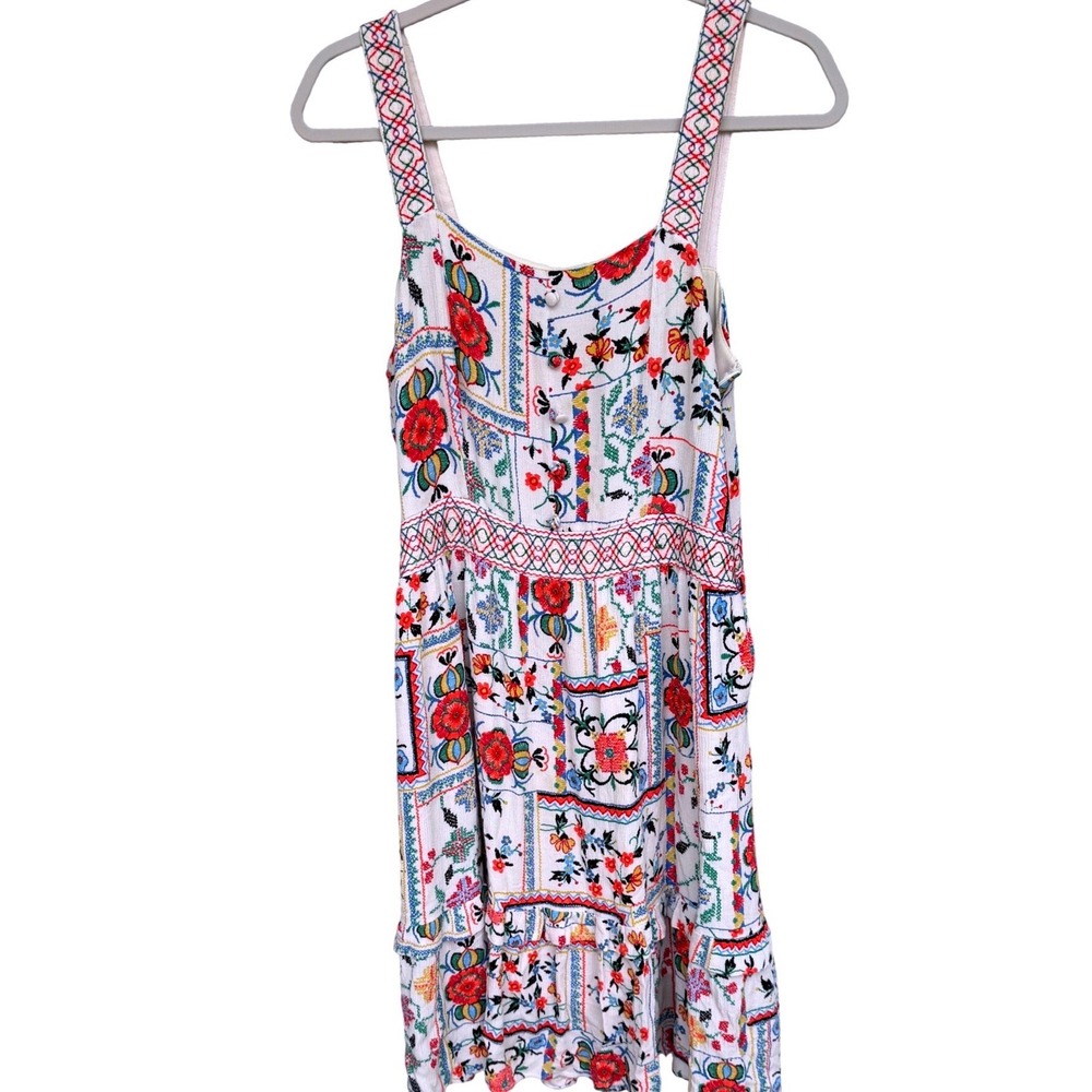 Ella Moon‎ Boho Floral Patchwork Dress Tiered Cottagecore Multi color size M